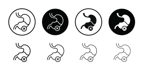 Indigestion icon Black line art vector logo set