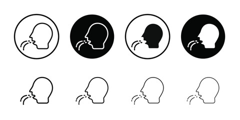 man coughs icon Black line art vector logo set