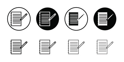 Note icon Black line art vector logo set