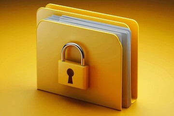 Naklejka premium Illustration of a file folder secured with a padlock.