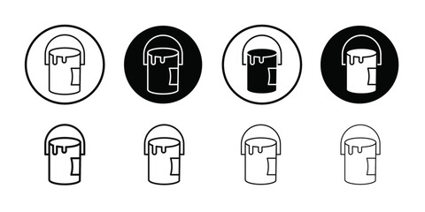paint bucket icon Black line art vector logo set