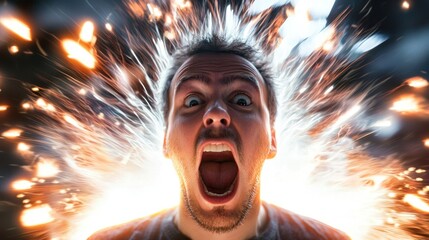 A person overwhelmed by hysteria during a surprising and unexpected event.