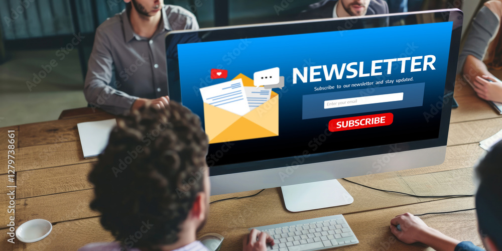 Poster newsletter signup page on computer for customer to subscribe brisk newsletter update information to 