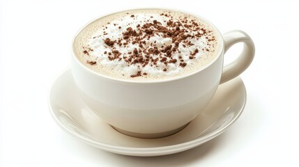 Naklejka premium Creamy Cup of Coffee Topped With Cocoa Powder and Foam