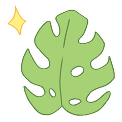 cute monstera leaf doodle hand drawn illustration