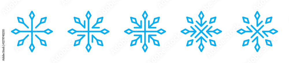 Poster snowflake simple black line icons. snowflake set. snowflake icons. vector snow