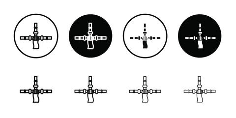 Water supply drain icon Black line art vector logo set