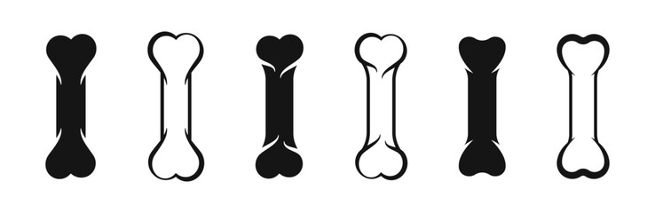 Dog bone. Animal bone pictogram. Bone icons. Bone vector.