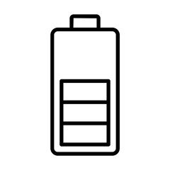 Black single low battery indicator line icon, simple charging flat design vector pictogram, infographic interface elements for app logo web button ui ux isolated on white background