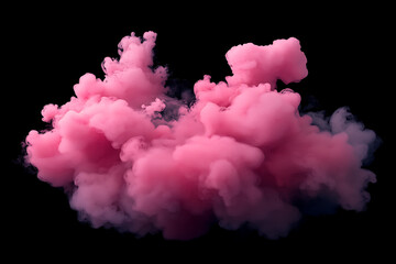 Fototapeta premium A vibrant pink cloud of smoke against a black background, creating a striking visual effect.
