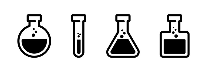 Chemical flask icon. Chemical flask vector icon collection. Science icons. Tube for chemical laboratory