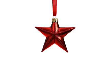 Bright red star ornament hanging for decoration