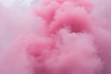 Fototapeta premium A dense cloud of pink smoke fills the air, creating a vibrant and surreal atmosphere.