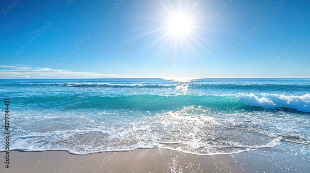 Aufkleber a tranquil ocean surface with soft waves moving slowly under the bright sun creating a calming scene