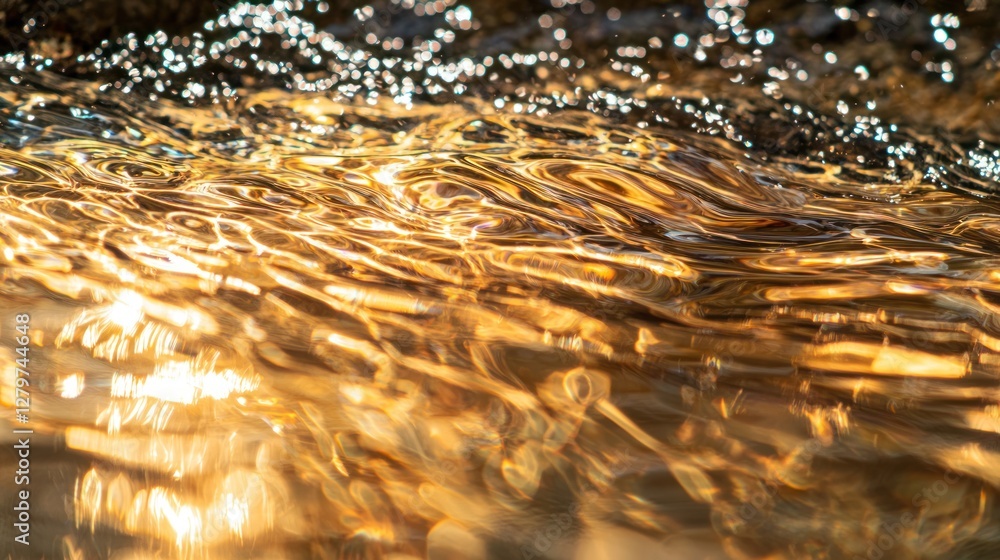 Poster a close-up of rippling pool water as sunlight reflects off its surface creating a mesmerizing patter
