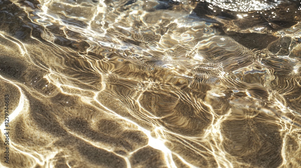 Poster a close-up of rippling pool water as sunlight reflects off its surface creating a mesmerizing patter