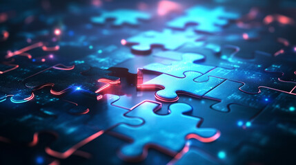 Futuristic Digital Puzzle with a Missing Piece Symbolizing Innovation