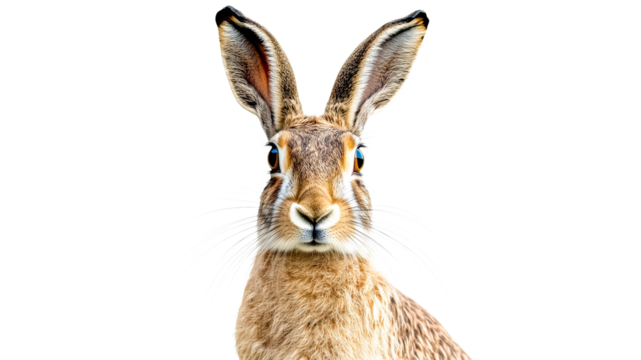 Close up view of a curious brown hare in nature