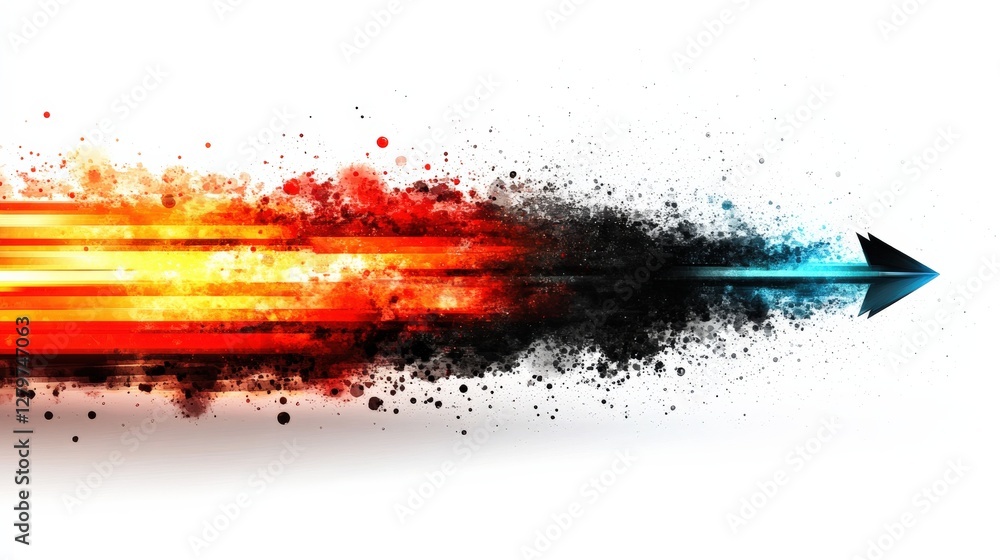Poster dynamic abstract arrow with explosive colors representing speed and motion in a creative design