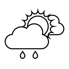 Vector line weather icon of party cloudly with rain isolated on white background. Icon for mobile apps, websites, weather forecast, etc.	