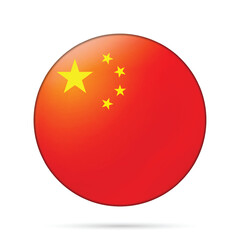 Glass light ball with flag of China. Round sphere, template icon. Chinese national symbol. Glossy realistic ball, 3D abstract vector illustration highlighted on a white background. Big bubble.