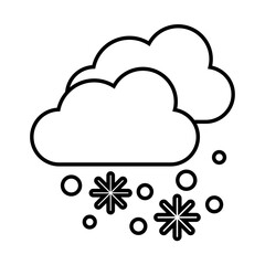 Vector line weather icon of snowfall isolated on white background. Icon for mobile apps, websites, weather forecast, etc.	