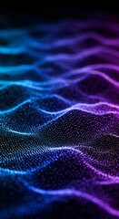 Abstract technology background with glowing waves and dots blue and purple colors	