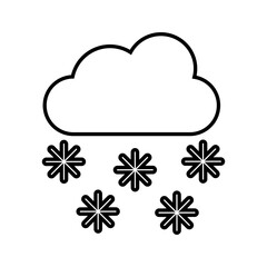 Vector line weather icon of snowflakes and clouds isolated on white background. Icon for mobile apps, websites, weather forecast, etc.	
