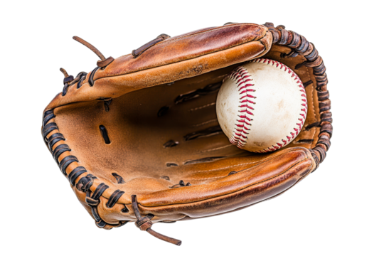 Baseball glove with ball resting inside
