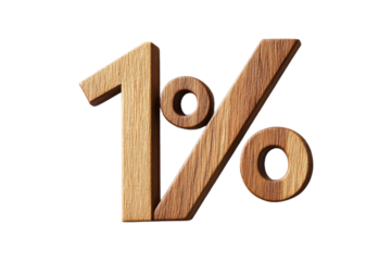 Wooden sign displaying one percent symbol