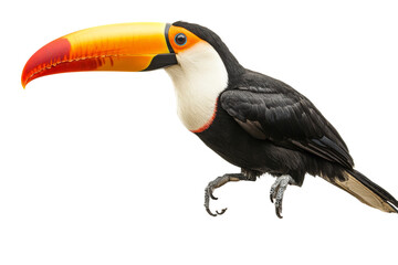Fototapeta premium Colorful toucan perched on a branch in daylight