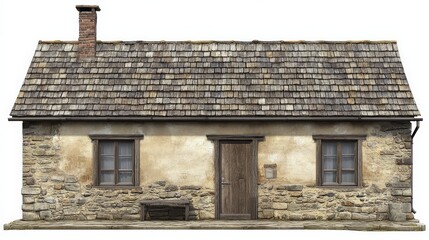Rustic stone cottage with wooden details and slate roof © Photock Agency
