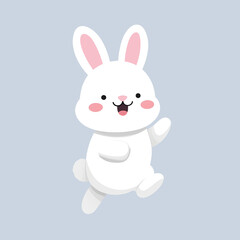 Fototapeta premium Easter Bunny Cartoon Illustration, Cute Holiday Rabbit Character