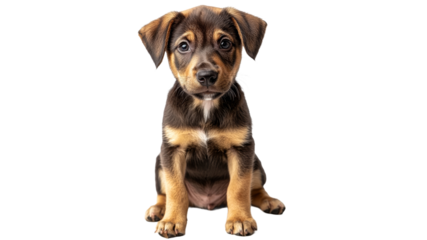 Cute puppy sitting quietly in a bright space