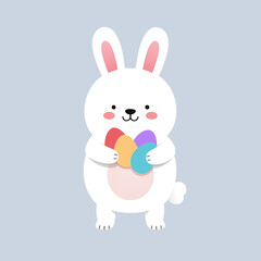 Easter Bunny Cartoon Illustration, Cute Holiday Rabbit Character