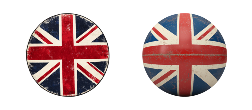 Vintage Union Jack Icon on Transparent Background