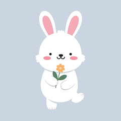 Easter Bunny Cartoon Illustration, Cute Holiday Rabbit Character