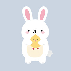 Easter Bunny Cartoon Illustration, Cute Holiday Rabbit Character
