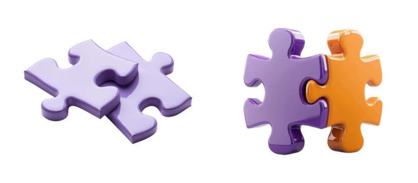 Colorful Puzzle Pieces on Transparent Background