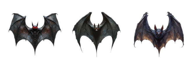 Realistic Bat Illustrations on Transparent Background