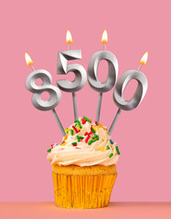Number of followers or likes - Candle number 8500.