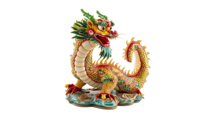 Colorful dragon sculpture in gallery