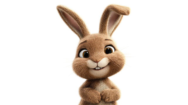 Friendly brown rabbit character