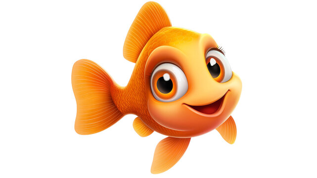 Happy cartoon fish swimming in vibrant colors
