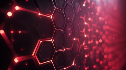 Glowing Red Honeycomb Grid Futuristic Tech Background 1