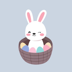 Easter Bunny Cartoon Illustration, Cute Holiday Rabbit Character