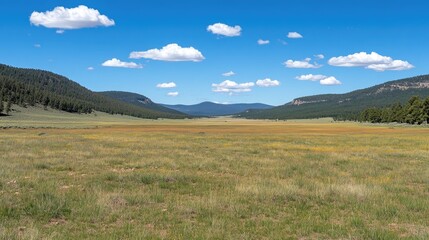 Fototapeta premium Nature at its finest, a vast open meadow with nothing but sky and grass.