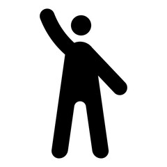 human figure icon raising one arm symbolizing greeting or signaling.