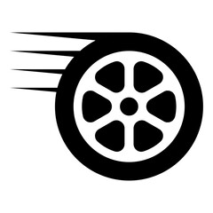 fast-spinning wheel icon with motion lines.