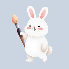 Easter Bunny Cartoon Illustration, Cute Holiday Rabbit Character